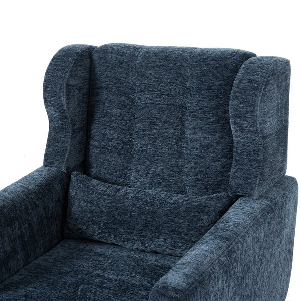 English Elm Modern Accent Chair with Chenille Upholstery, Ergonomic Padded Seat & Solid Wood Legs for Living Rooms Dark Blue W1028102388