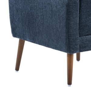 English Elm Modern Accent Chair with Chenille Upholstery, Ergonomic Padded Seat & Solid Wood Legs for Living Rooms Dark Blue W1028102388