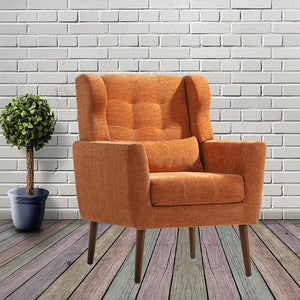 English Elm Modern Accent Chair with Chenille Upholstery, Ergonomic Padded Seat & Solid Wood Legs for Living Rooms Orange W1028102392