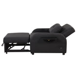 English Elm Pull Out Sofa Sleeper 3 In 1 With 2 Wing Table and Usb Charge For Nap Line Fabric For Living Room Recreation Room Black