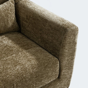 English Elm Modern Accent Chair with Chenille Upholstery, Ergonomic Padded Seat & Solid Wood Legs for Living Rooms Olive Green W1028102389