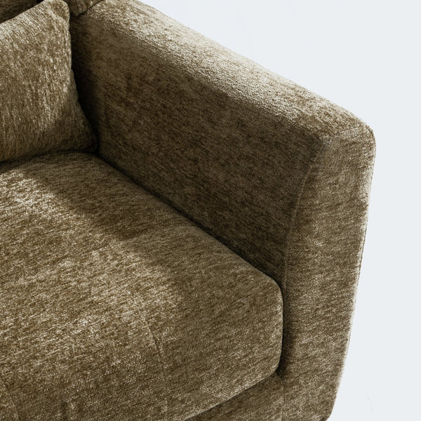 English Elm Modern Accent Chair with Chenille Upholstery, Ergonomic Padded Seat & Solid Wood Legs for Living Rooms Olive Green W1028102389