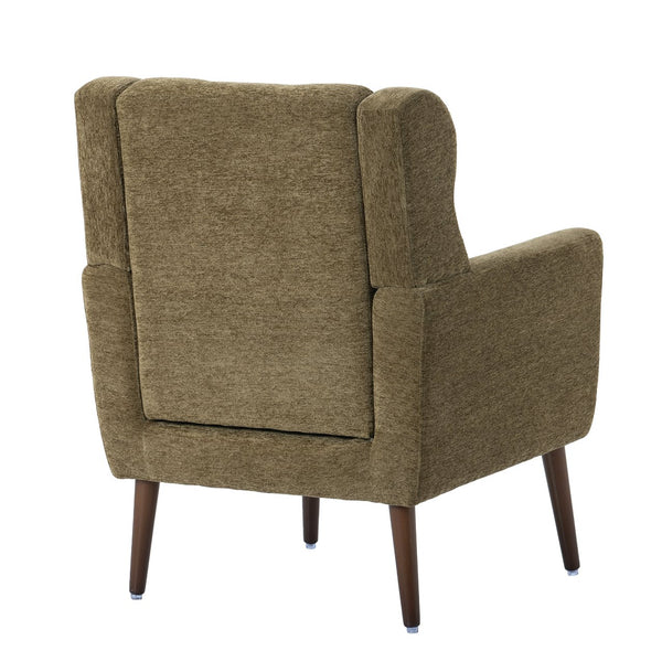 English Elm Modern Accent Chair with Chenille Upholstery, Ergonomic Padded Seat & Solid Wood Legs for Living Rooms Olive Green W1028102389