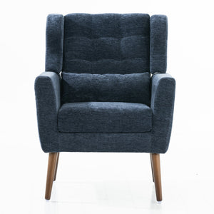 English Elm Modern Accent Chair with Chenille Upholstery, Ergonomic Padded Seat & Solid Wood Legs for Living Rooms Dark Blue W1028102388