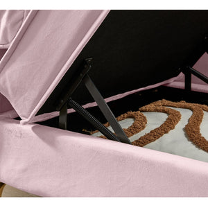 English Elm Modern Velvet Chaise Lounge with Hidden Storage Gold Legs Bedroom Accent Chair Pink W1097102808