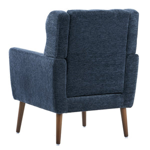 English Elm Modern Accent Chair with Chenille Upholstery, Ergonomic Padded Seat & Solid Wood Legs for Living Rooms Dark Blue W1028102388
