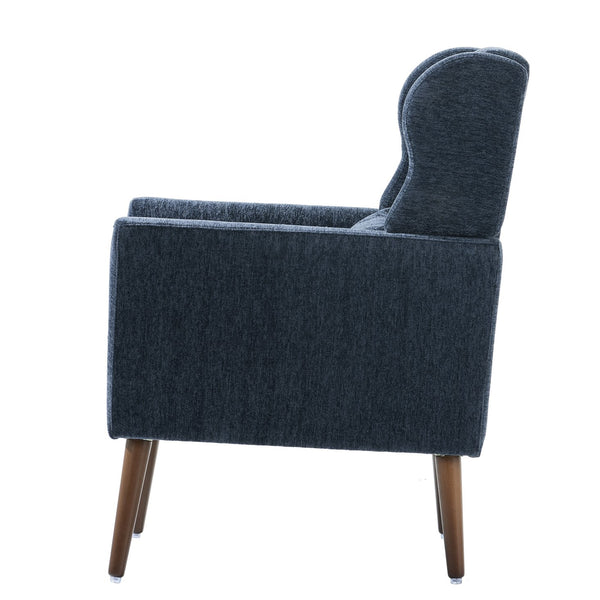 English Elm Modern Accent Chair with Chenille Upholstery, Ergonomic Padded Seat & Solid Wood Legs for Living Rooms Dark Blue W1028102388