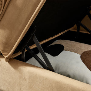 English Elm Modern Velvet Chaise Lounge with Hidden Storage Gold Legs Bedroom Accent Chair Khaki W1097102810