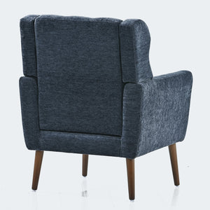 English Elm Modern Accent Chair with Chenille Upholstery, Ergonomic Padded Seat & Solid Wood Legs for Living Rooms Dark Blue W1028102388