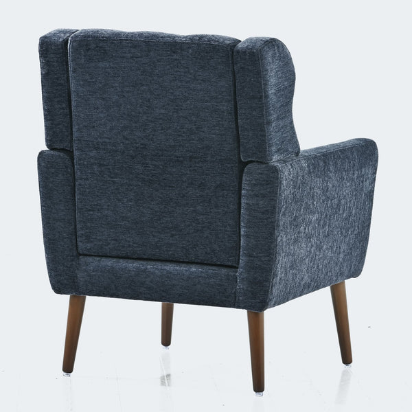 English Elm Modern Accent Chair with Chenille Upholstery, Ergonomic Padded Seat & Solid Wood Legs for Living Rooms Dark Blue W1028102388