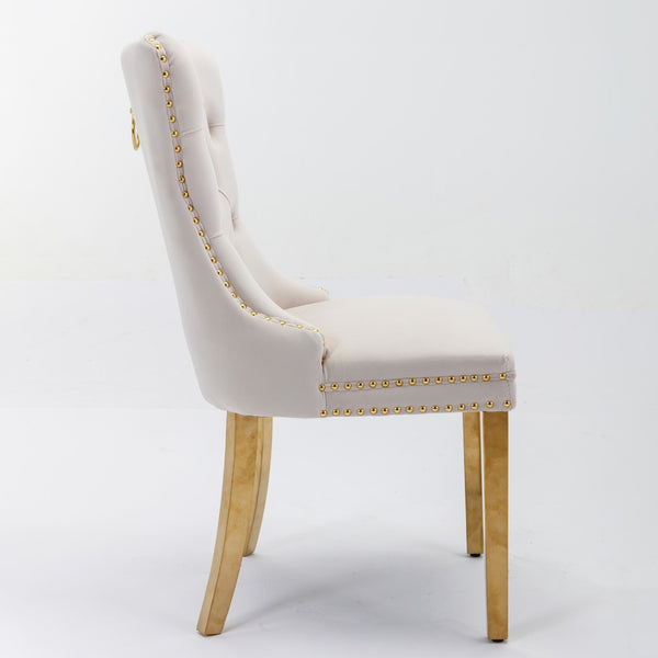 English Elm A&a Velvet Tufted Dining Chair Nailhead Trim Chrome Legs Glam Upholstered Seat W1143P452845