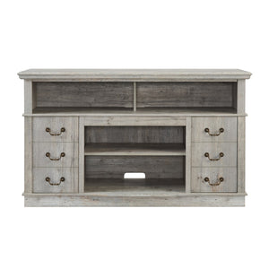 English Elm Traditional Farmhouse Entertainment Console with Open Shelves and Concealed Cabinet Storage W1758109216