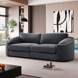 English Elm Stylish Sofa With Semilunar Arm, Rivet Detailing, and Solid Frame For Living Room