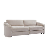 English Elm Stylish Sofa With Semilunar Arm, Rivet Detailing, and Solid Frame For Living Room