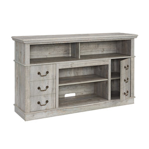 English Elm Traditional Farmhouse Entertainment Console with Open Shelves and Concealed Cabinet Storage W1758109216