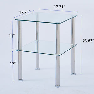 English Elm 2-piece Tempered Glass End Table Set Two Tier Open Shelf Modern Living Room Accent W1718109233
