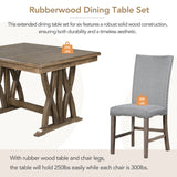 Hearth and Haven 7-Piece Dining Table Set with 6 Upholstered Chairs, Golden Brown and Grey SP000015AAD