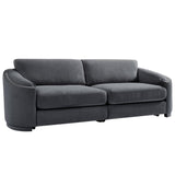 English Elm Stylish Sofa With Semilunar Arm, Rivet Detailing, and Solid Frame For Living Room