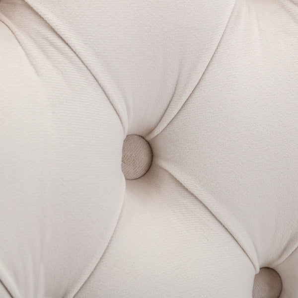 English Elm A&A Velvet Tufted Dining Chairs Set of 2 - Modern Beige Upholstered Seats with Gold Legs & Nailhead Trim W114391507