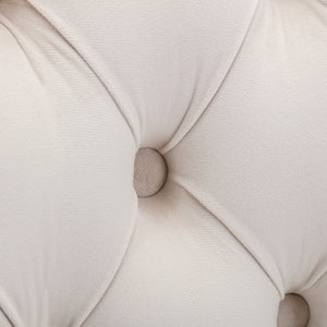 English Elm A&A Velvet Tufted Dining Chairs Set of 2 — Modern Beige Upholstered Seats with Gold Stainless Legs W114391507