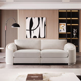 English Elm Stylish Sofa With Semilunar Arm, Rivet Detailing, and Solid Frame For Living Room