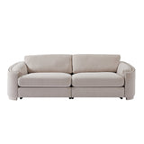 English Elm Stylish Sofa With Semilunar Arm, Rivet Detailing, and Solid Frame For Living Room