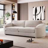 English Elm Stylish Sofa With Semilunar Arm, Rivet Detailing, and Solid Frame For Living Room