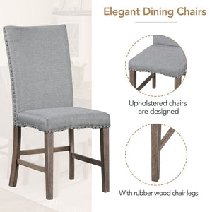 English Elm TOPMAX Mid-Century 5-Piece Round Dining Set for 4 with Upholstered Cross-Back Chairs, Durable Design Gray N717S000015D