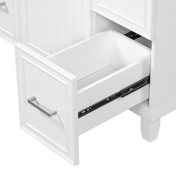 English Elm 36" 36-inch Transitional Bathroom Vanity with Ceramic Basin, Solid Wood Frame, Soft-Close Storage Elegance White N729P255663K