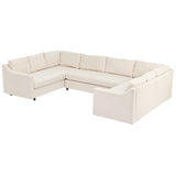 English Elm 3 Pieces Upholstered U-Shaped Large Sectional Sofa With Thick Seat and Back Cushions