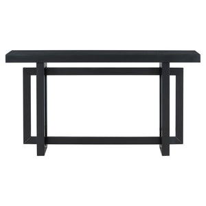 English Elm U_style Geometric Triple Frame Pine Veneer Console Table for Entryway or Living Room Black N711P230809B