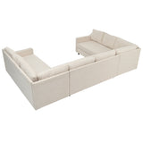 English Elm 3 Pieces Upholstered U-Shaped Large Sectional Sofa With Thick Seat and Back Cushions