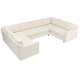 English Elm 3 Pieces Upholstered U-Shaped Large Sectional Sofa With Thick Seat and Back Cushions