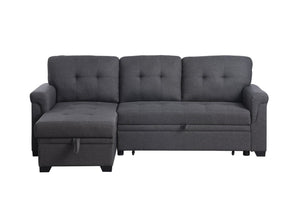 English Elm Lucca Tufted Linen Sleeper Sectional with Reversible Storage Chaise for Compact Rooms B061S00002