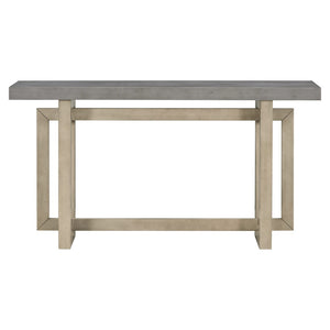English Elm U_style Geometric Triple Frame Pine Veneer Console Table for Entryway or Living Room Gray N711P230809E