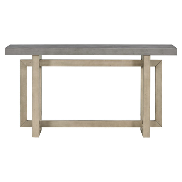 English Elm U_style Farmhouse Console Table with Three Drawers Open Shelf Entryway Organizer Gray N711P410422E