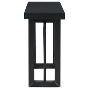 English Elm U_style Geometric Triple Frame Pine Veneer Console Table for Entryway or Living Room Black N711P230809B
