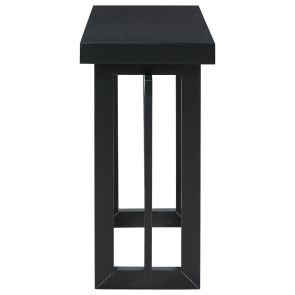 English Elm U_style Geometric Triple Frame Pine Veneer Console Table for Entryway or Living Room Black N711P230809B