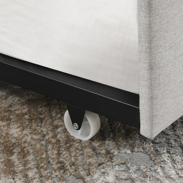 English Elm Twin Size Daybed With Trundle - Stylish Upholstered Sofa Bed With Tufted Back, Copper Nail Accents W1413S00006-GIGA