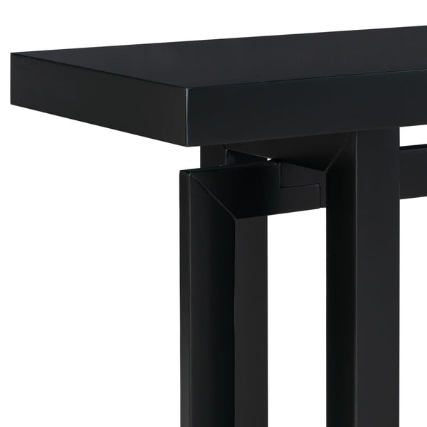 English Elm U_style Geometric Triple Frame Pine Veneer Console Table for Entryway or Living Room Black N711P230809B