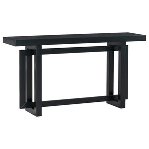 English Elm U_style Geometric Triple Frame Pine Veneer Console Table for Entryway or Living Room Black N711P230809B