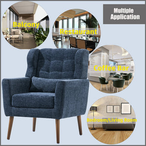 English Elm Modern Accent Chair with Chenille Upholstery, Ergonomic Padded Seat & Solid Wood Legs for Living Rooms Dark Blue W1028102388