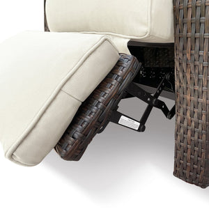 English Elm Outdoor Wicker Reclining Lounge Chair with Auto Footrest and Thick Cushion Patio W1889109401