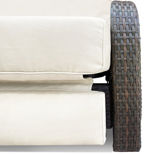 English Elm Outdoor Wicker Reclining Lounge Chair with Auto Footrest and Thick Cushion Patio W1889109401