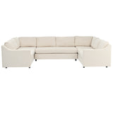 English Elm 3 Pieces Upholstered U-Shaped Large Sectional Sofa With Thick Seat and Back Cushions