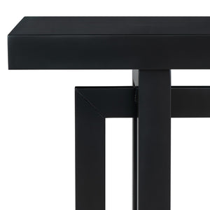English Elm U_style Geometric Triple Frame Pine Veneer Console Table for Entryway or Living Room Black N711P230809B