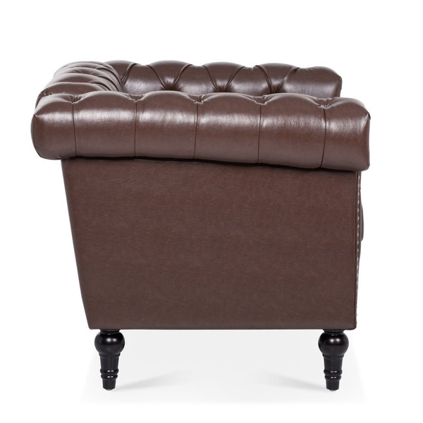 English Elm 1 Seater Quilted Pu Leather Accent Sofa with Pocket Spring Birch Legs Living Room W68085024