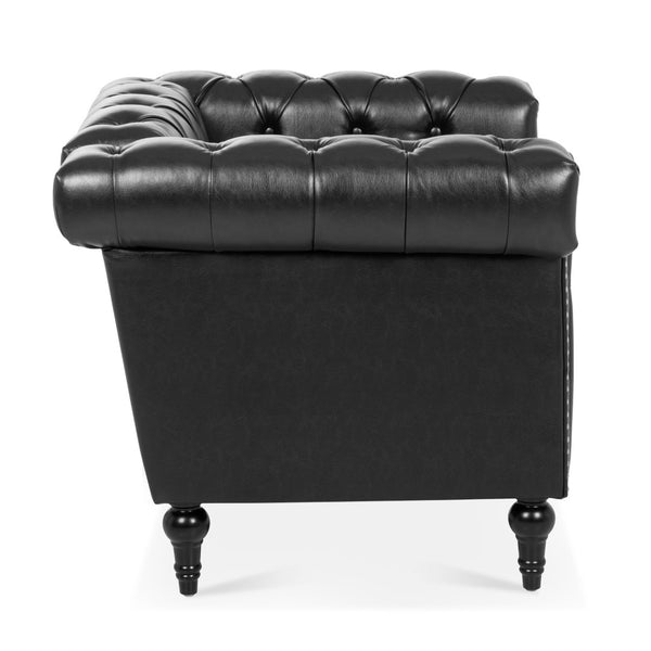 English Elm 1 Seater Quilted Pu Leather Accent Sofa with Pocket Spring Birch Legs Living Room W68085023