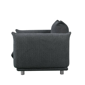 English Elm Sherpa Oversized Sherpa Accent Chair 42" Lambswool Upholstered Armchair with Metal Legs, Black, Cozy Reading Sofa W542P152329