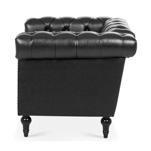 English Elm 1 Seater Pu Leather Accent Sofa with Quilted Back and Pocket Spring Support W680P451455